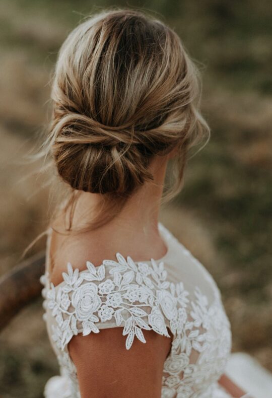 1. Romantic Low Chignon