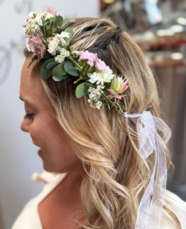 11. Loose Waves with Flower Crown