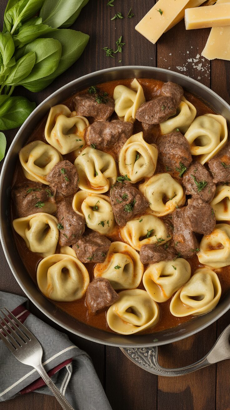 Cheese steak Tortellini in Rich Provolone Sauce: The Ultimate Comfort Food Mashup