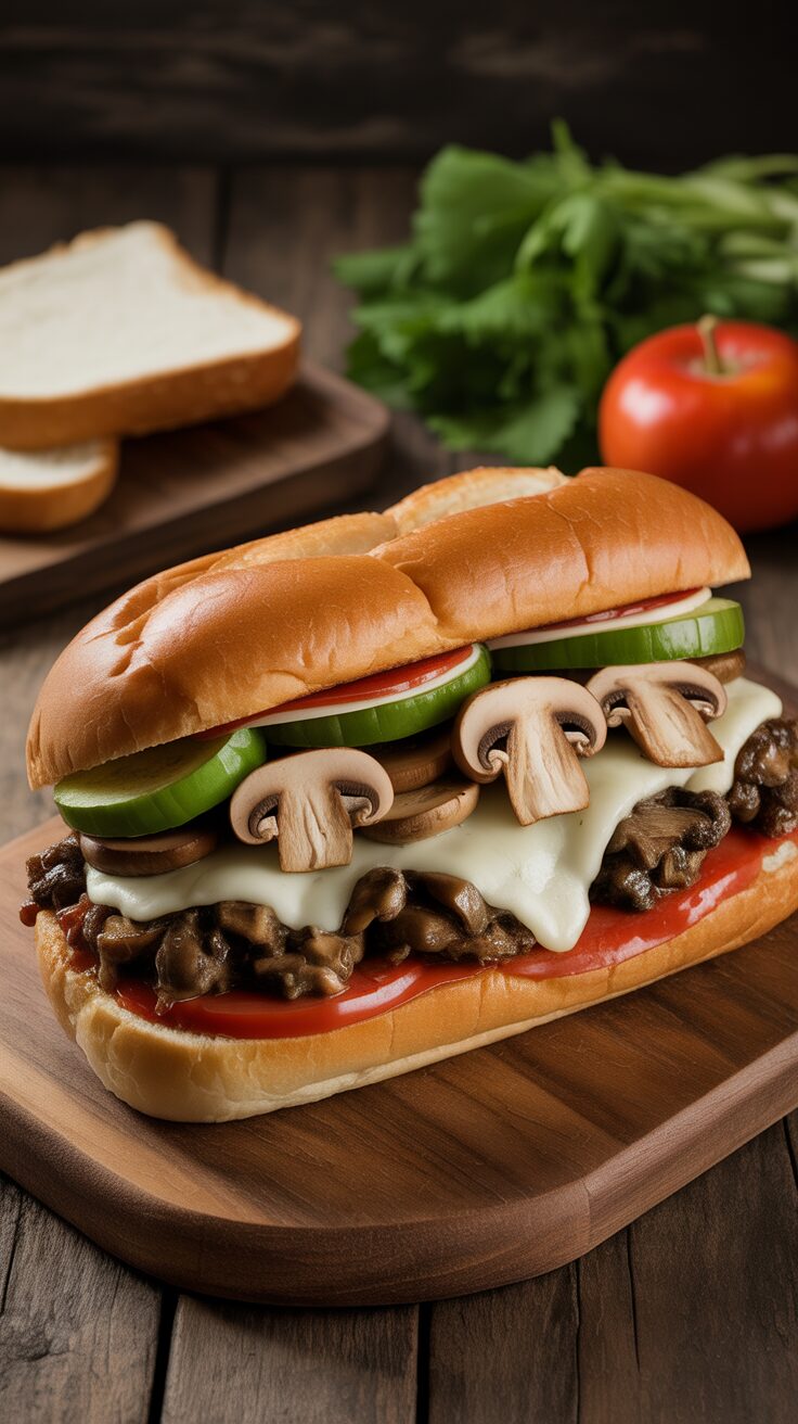 Sizzling Philly Cheese Steak Sandwich with Savory Mushrooms – A Flavor Explosion!
